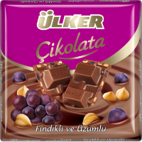 ÜLKER CHOCOLATE MILK CHOCOLATE WITH HAZELNUTS AND GRAPES